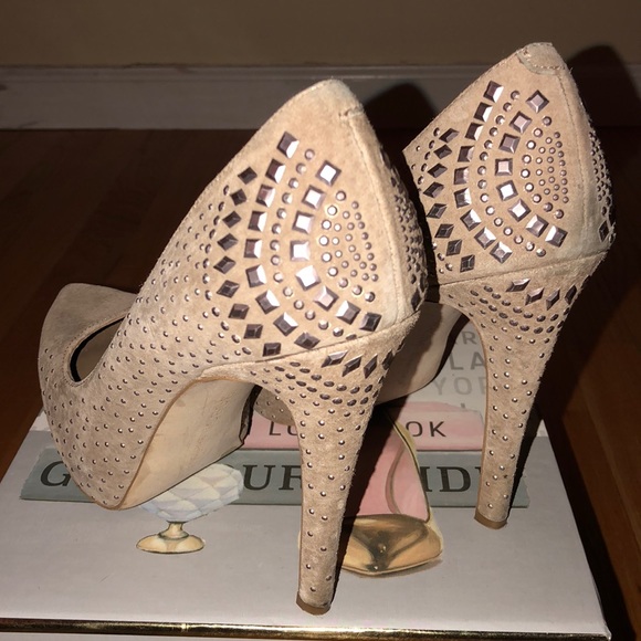 BCBGeneration Tan Suede Studded Closed-Toe Pump - Picture 2 of 5
